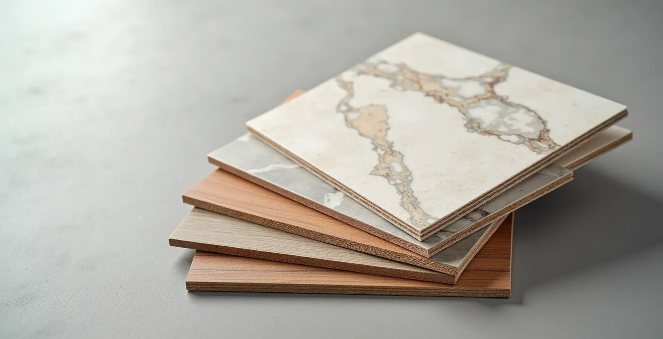 Échantillons de matériaux de différentes gammes disposés en éventail